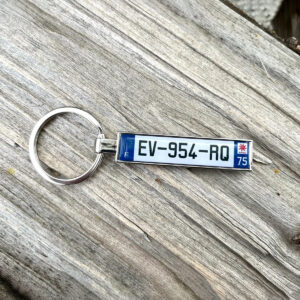 France license plate keyring stainless steel European number plate keychain